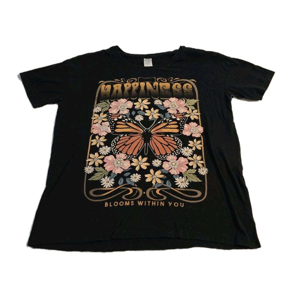 Messy Buns Lazy Days Happiness Blooms Within You Top size Women's Black Small